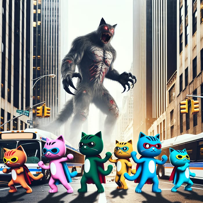 Cat Superheroes Battle Monsters in New York City
