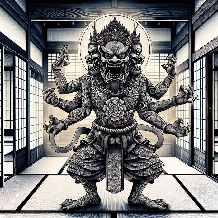 Sukuna: The Mythical Four-Armed Creature Art