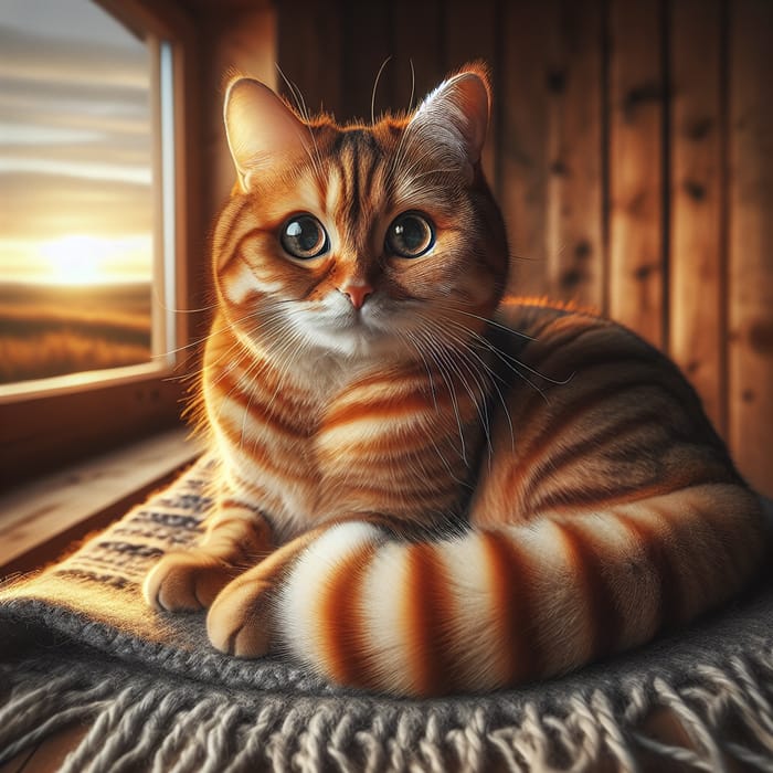 Cozy Orange Tabby Cat in Cabin