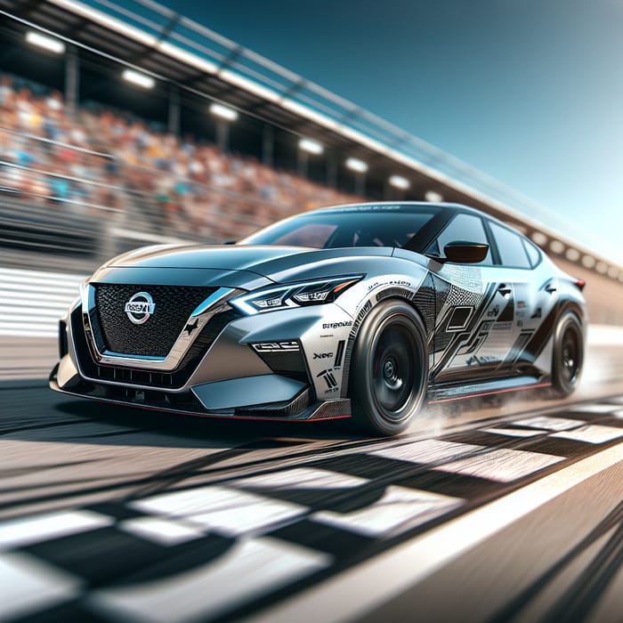 Sleek Nissan Car Racing - High Speed Action Shot