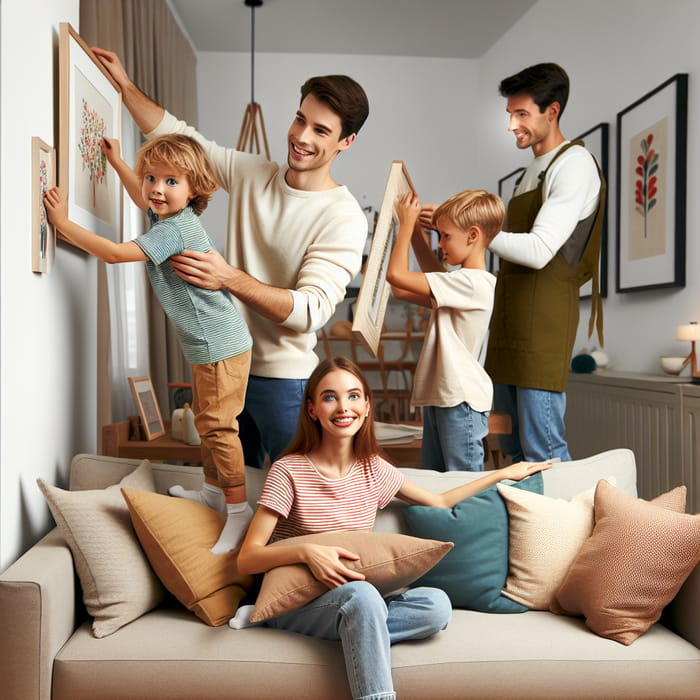 Cozy German Family Room Decoration with Parents and Kids