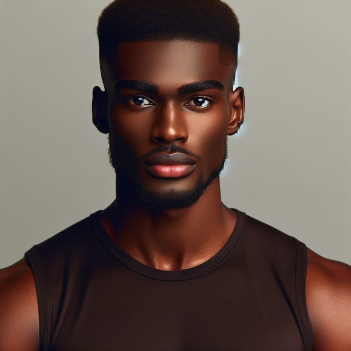 Young Muscular Black Man, Age 23-29 | Striking Brown Eyes