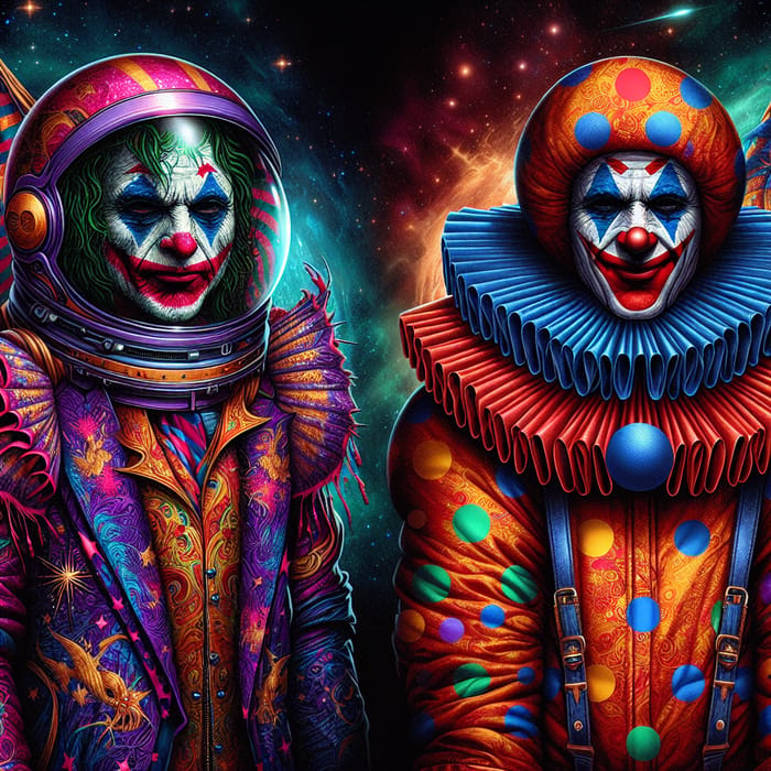 Surreal Joker Clown Astronaut Portrait in Dark Fantasy HQ