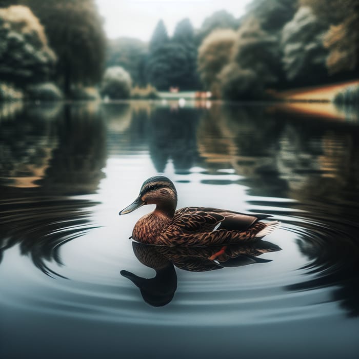 Peaceful Duck Swimming in Pond