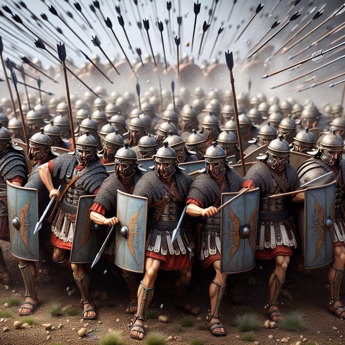 Roman Legionnaires Testudo Formation: Discipline in Face of Enemy