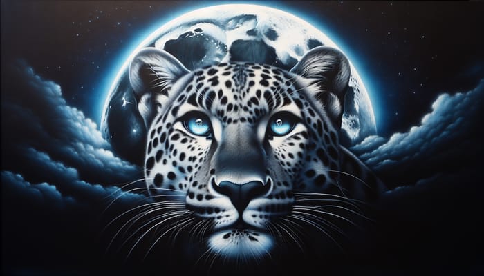 Enigmatic Leopards in Moonlight | Lifelike Artwork in Grey & Blue