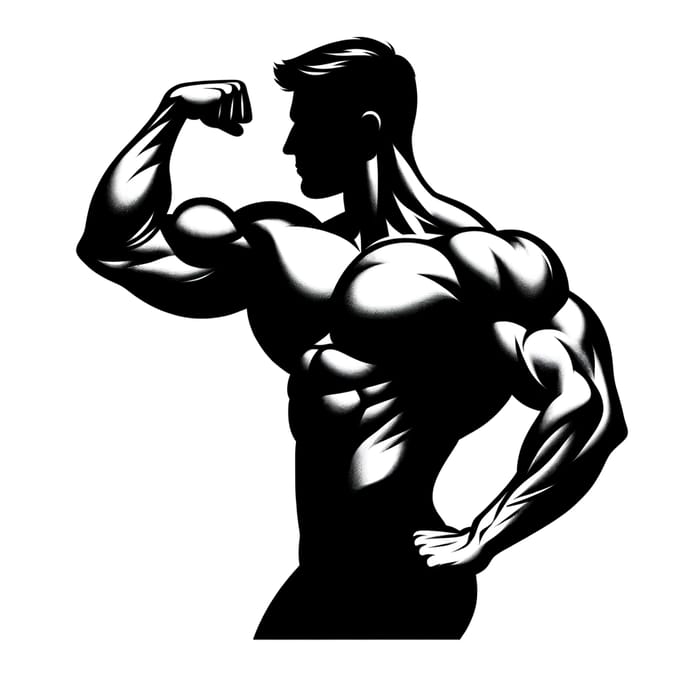 Detailed Black Bodybuilder Silhouette in Classical Pose