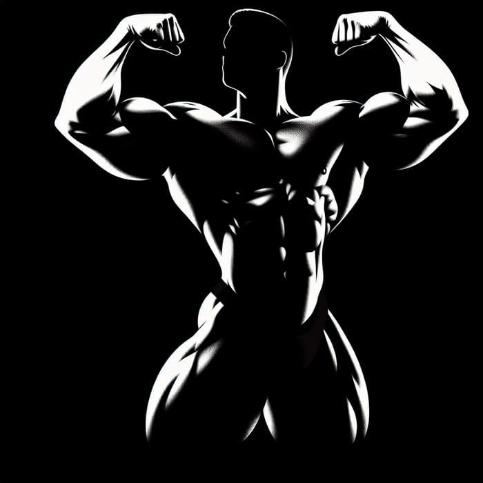 Black Bodybuilder Silhouette in Traditional Pose | Muscular Physique