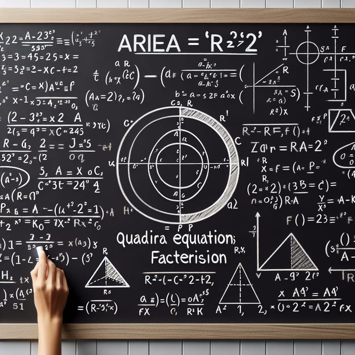 Mathematical Formulas: Area of Circle & Algebraic Equations with Visuals