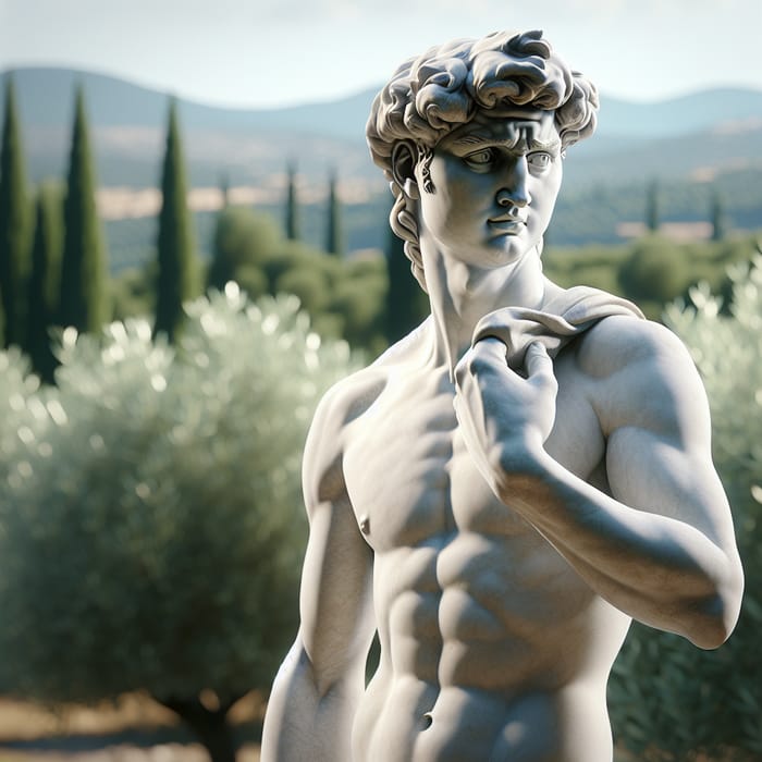 Ancient Greek David Art: Sculpture of Youthful Male in Contrapposto Stance