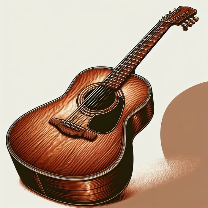 Elegant Acoustic Guitar Illustration - Beautiful Musical Instrument