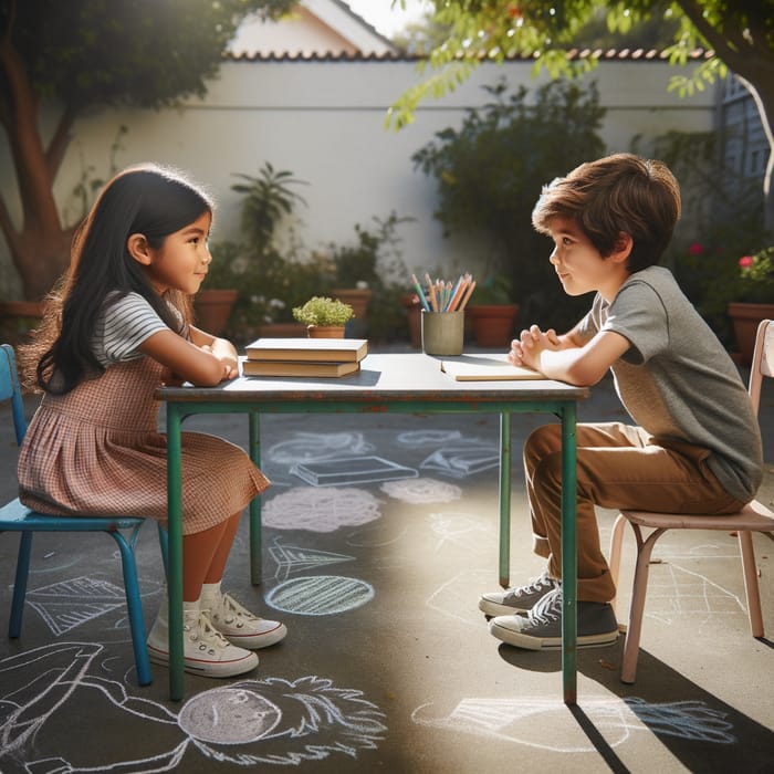 Captivating Story Discussion: Young Hispanic Girl & Eastern Asian Boy