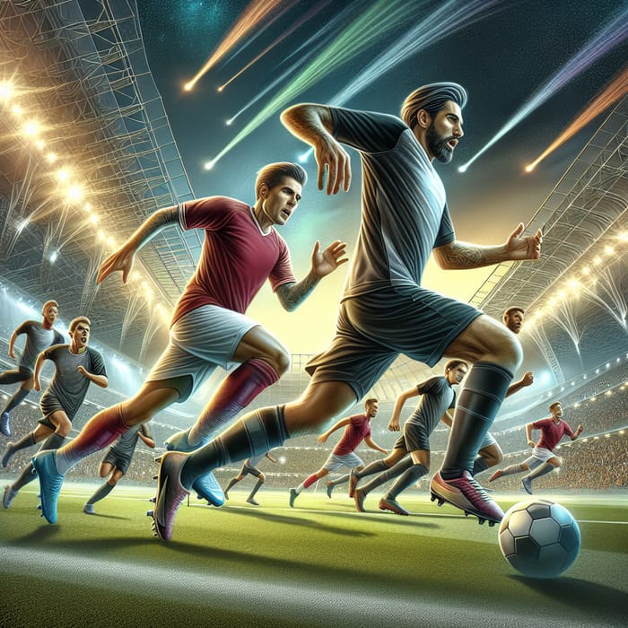 Epic Soccer Players Clash in Colorful Stadium | Tournament Poster