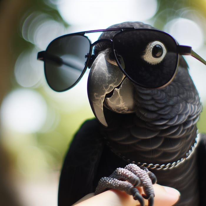 Black Parrot with Sunglasses - Cool and Stylish