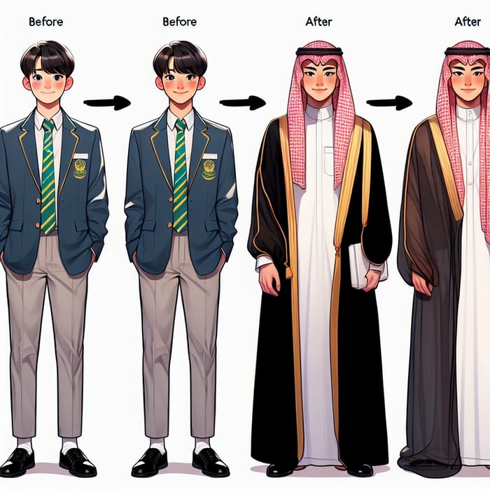 South Korean Boys Transform into Saudi Prince Costumes