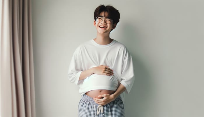 Serene Pregnancy Moment with Teen Korean Boy