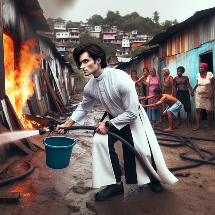 Courageous Priest Extinguishes Fire in Slum Settlement
