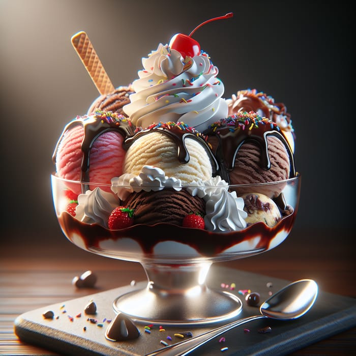 Realistic Ice Cream Sundae Delight | AI Art Generator | Easy-Peasy.AI