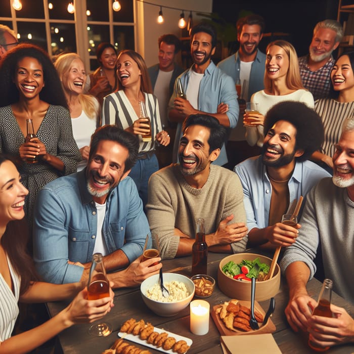 Friends Reunion Party: Men and Women Celebrating Together