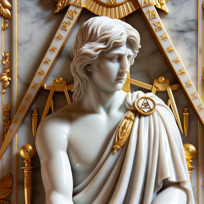 Majestic White Marble Statue in Roman Toga