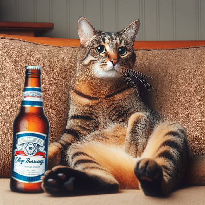 Adorable Cat Sipping Beer | Unique Feline Moment