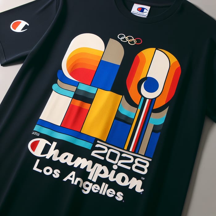 Stylish Champion T-Shirt - 2028 Los Angeles Olympics Color Theme