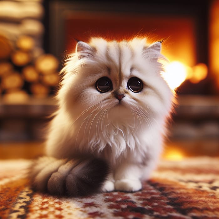 Distressed White Fluffy Cat - Emotional Feline Image