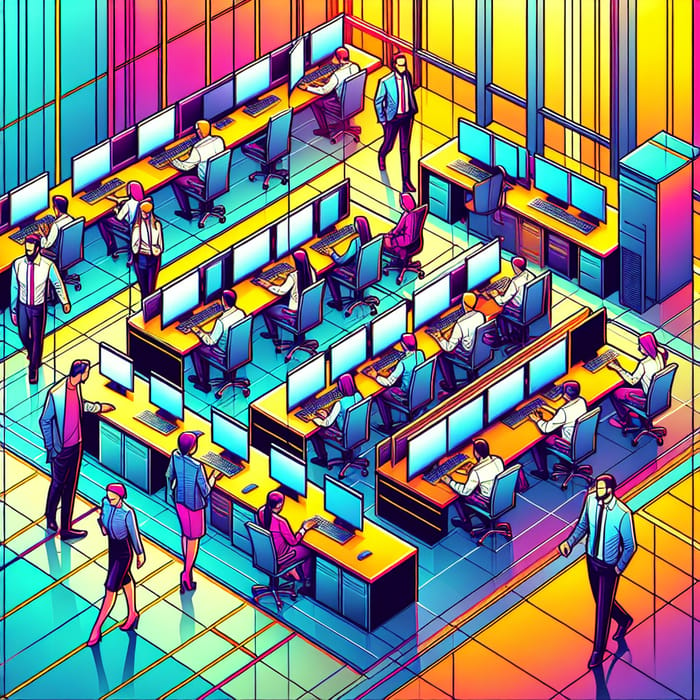 Vibrant Digital Art of a Modern Office Space