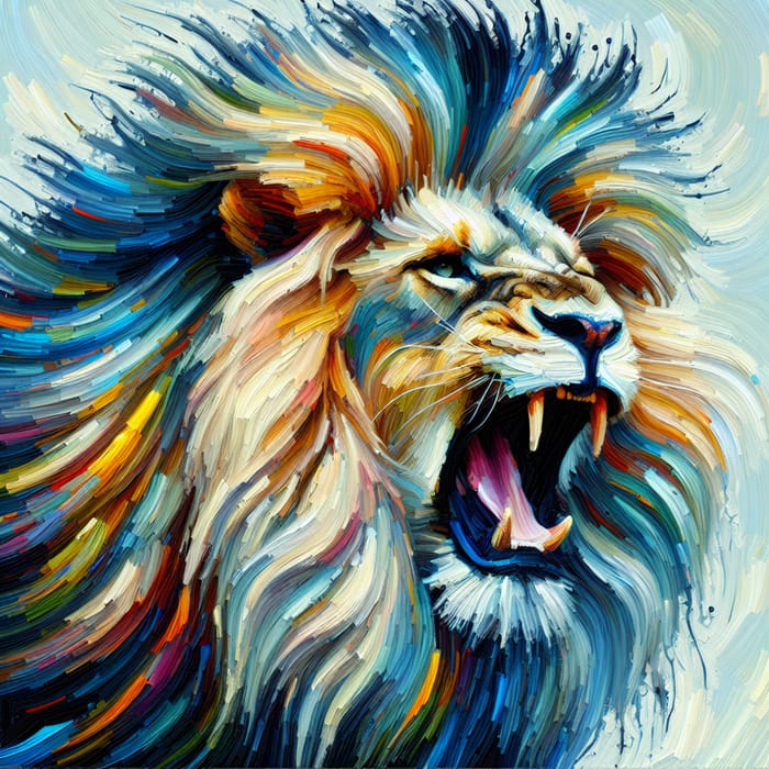 Vibrant Lion Roaring in Bold Pop Art Style
