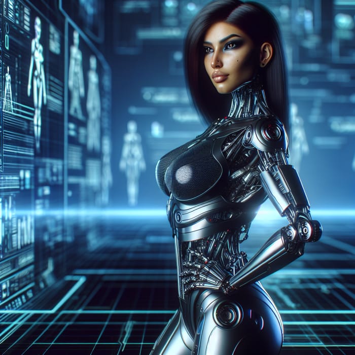 Futuristic Cybernetic Female Warrior: Conquer the Digital Realm