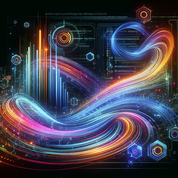 Neon Cyberpunk Data Patterns - Futuristic SEO Illustration