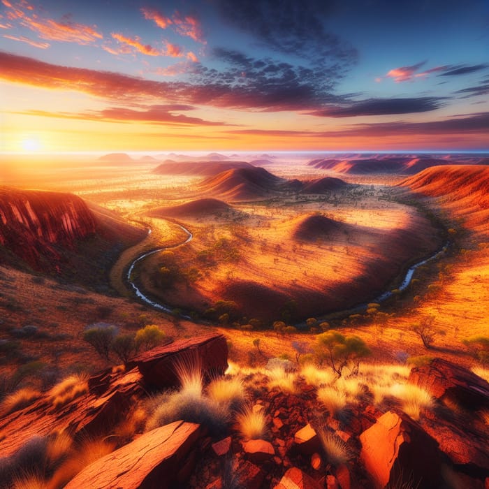 Breathtaking Australian Outback Sunset Landscape in Vibrant 8K Detail
