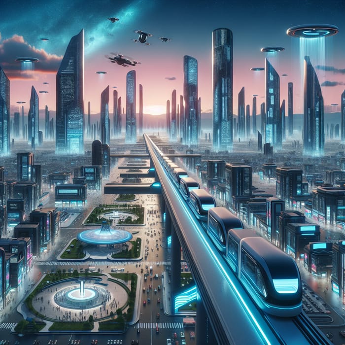 Futuristic Cityscape: Vision of Advanced Technology & Urban Harmony