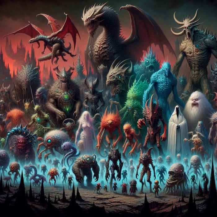 Monstrous Army Uniting in Fantastical Landscape