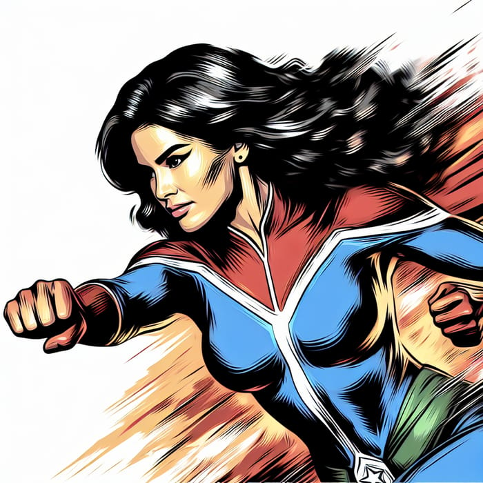 Powerful Hispanic Female Superhero | Action Pose | Comic-inspired