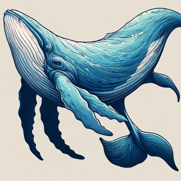 Majestic Blue and Grey Whale Illustration