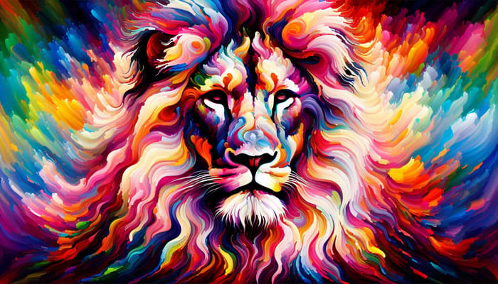 Psychedelic Lion Art - Bold & Colorful Digital Painting