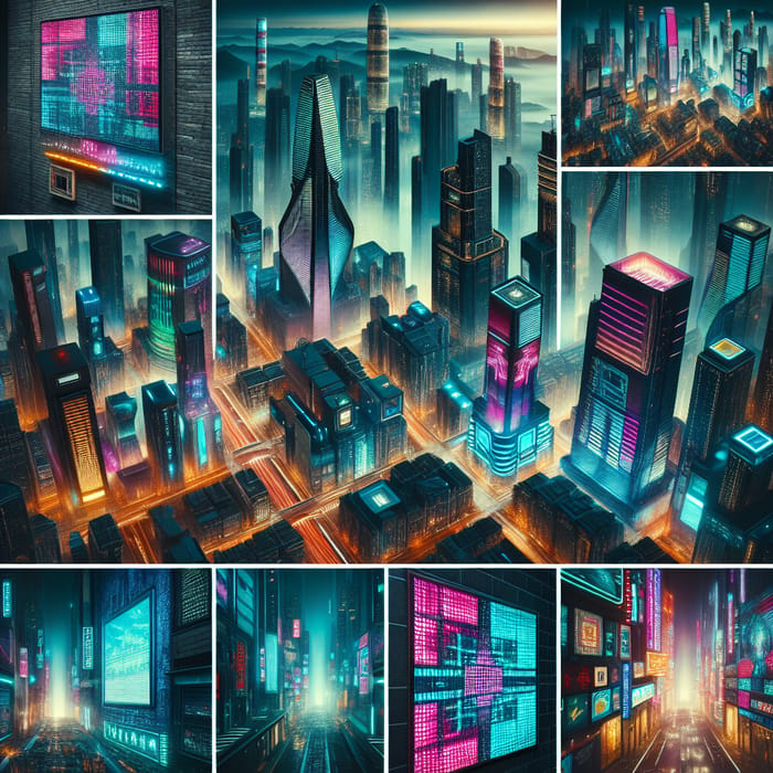 Futuristic Neon Cityscape | Cyberpunk Aerial View