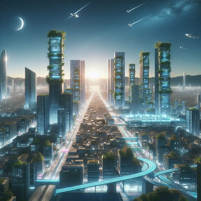 Futuristic City Skyline: Urban Landscape of Tomorrow