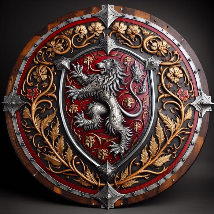Medieval Shield with Symbolic Heraldic Details