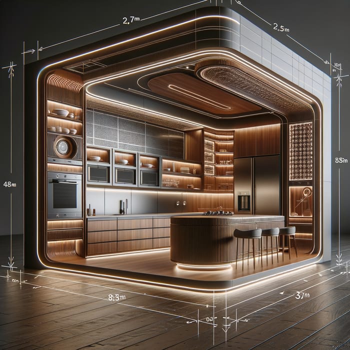 Realistic Futuristic Kitchen Design | High-End Wood Finishes