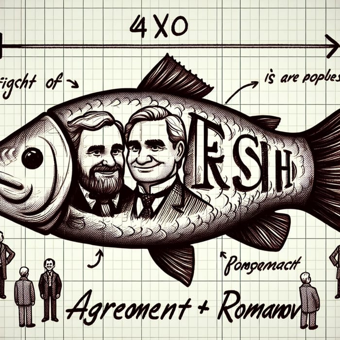 Hand-Drawn Fish of Agreement and Romanov | 40x60 Dimensions