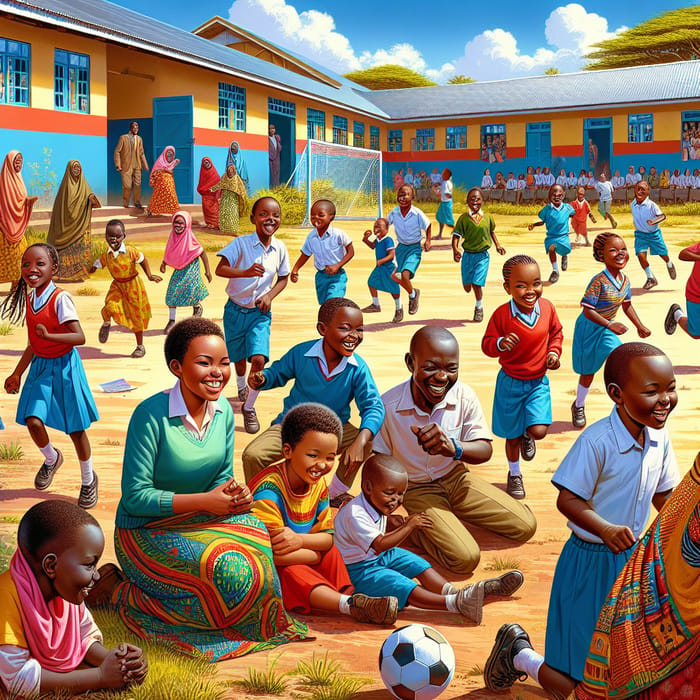 Joyful Kids Playing at Elementary School in Kenya