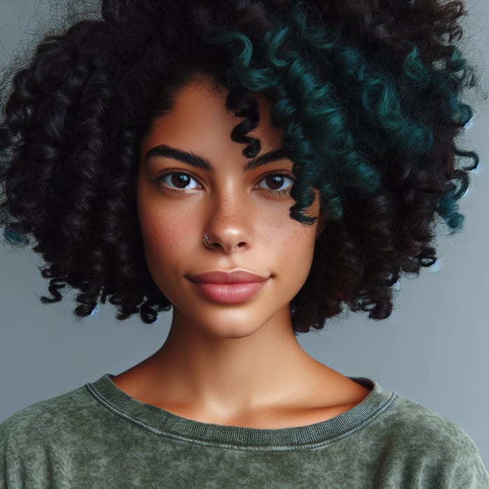 Mulatto Psychologist with Dark Brown 4B Hair - Afro-Textured with Teal-Tipped Ends