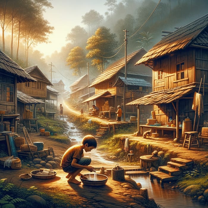 Serene Village Life: Son of Resident in Charming Countryside Setting