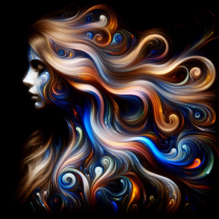 Enigmatic Woman with Flowing Hair | Fantasy Art Movement