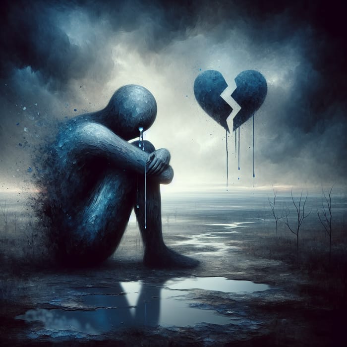 Visual Representation of Sadness in Blue Tones