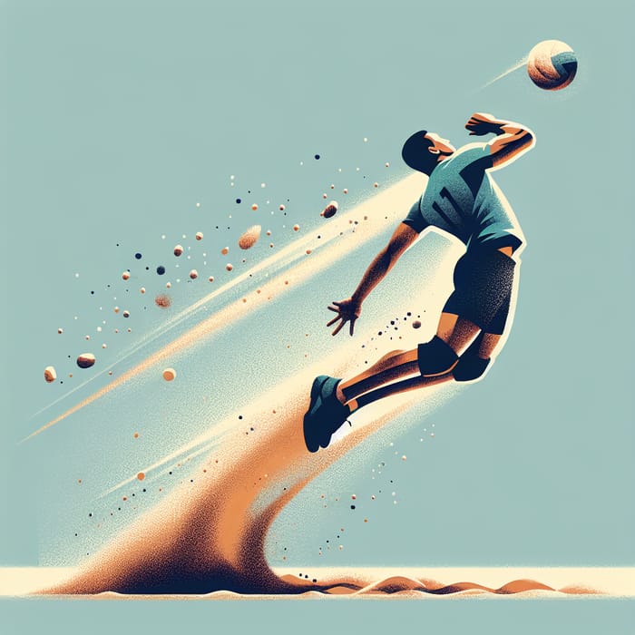 Athletic Volleyball Player Spiking Ball - Vector Graphic