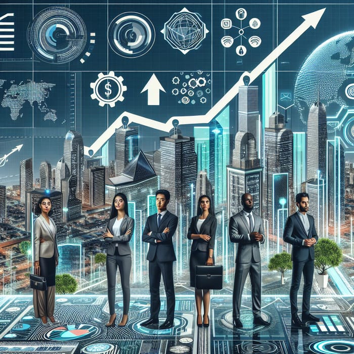 Future of Economic Growth: Futuristic Marketing Illustration