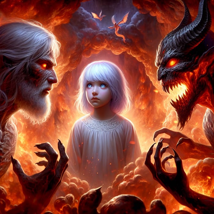 Epic Demon Battle in Hellish Landscape for a Girl